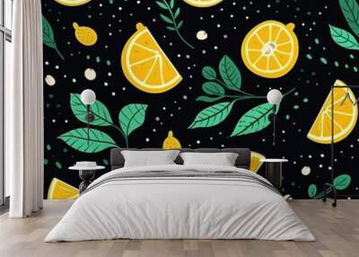 Lemon patterns wallpaper Wall mural