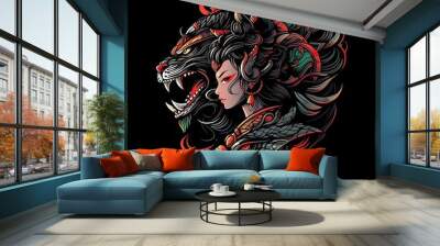 Worrier vector illustration on black background Wall mural