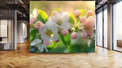 Beautiful spring flowers on a blurred background of nature. Wall mural