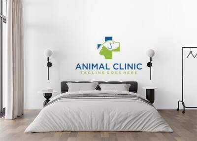 Pet care logo design. Pet shop and Veterinary logo concept. Vector logo template Wall mural