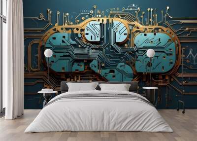 brain of technology. circuit board in abstract form. Background in vector form Wall mural