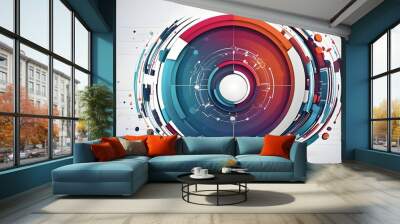 technological background, vector tech circle, and digital business. Wall mural