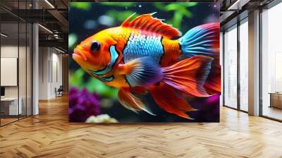 vibrant, colorful ornamental fish Wall mural