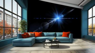 realistic light glare, highlight. beautiful bright lens flares. Lighting effects of flash. Wall mural