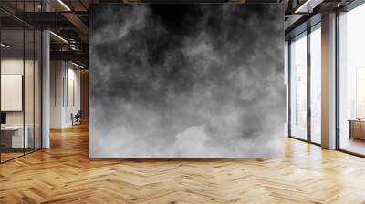 Smoke texture overlays on Isolated background. Smoke on floor. Isolated black background. Misty fog effect. magic fog, dust texture effect. White clouds, Gas explodes, swirl and dances in space. Wall mural