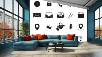 Set of interface line b lack icons Wall mural