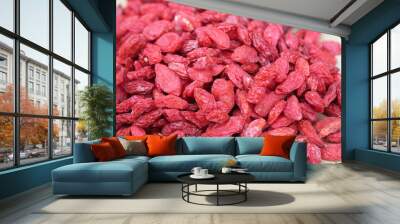 Orange red fresh wolfberry,Healthy, environmentally friendly dried goji berry. Wall mural