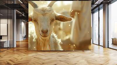 Blessed Eid al-Adha: Qurban Goat in Islamic Background Wall mural