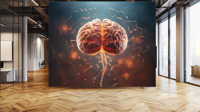 Human brain with neurons and nervous system Wall mural