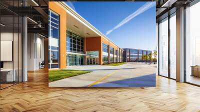 American school building exterior in daylight, architecture and educational facilities concept Wall mural