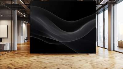 Dynamic waves: abstract anthracite net grid texture on black background - web design concept Wall mural