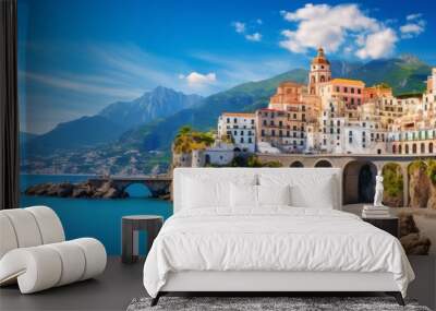 fascinating atrani: scenic landscape of amalfi coast's charming town Wall mural