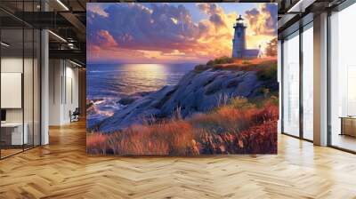 Scenic landscape: castle hill lighthouse, newport, rhode island - picturesque new england coastal view Wall mural