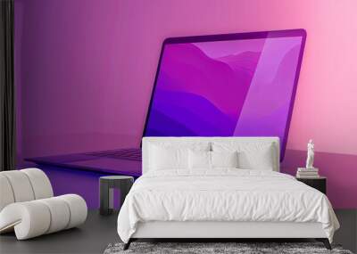 Sleek purple laptop with modern design on a clean desk surface, ideal for technology and business presentations, workspace and digital device concepts Wall mural