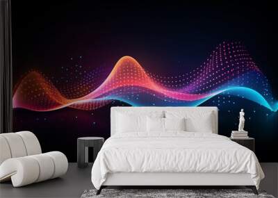 Vibrant digital wave: abstract colorful flowing dots and curved lines - futuristic technology concept for science, business, banner, wallpaper, and templates Wall mural