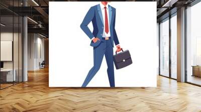 a modern business man walking with a briefcase Wall mural