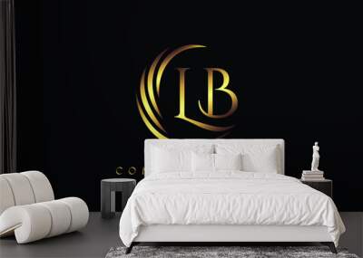 alphabet letters LB monogram logo, gold color elegant classical Wall mural