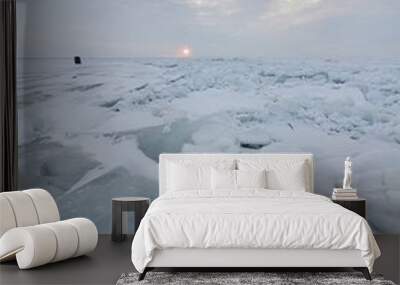 frozen lake in winter Wall mural