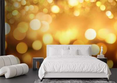 golden color blurred abstract background yellow bokeh christmas blurred beautiful shiny christmas lights Wall mural