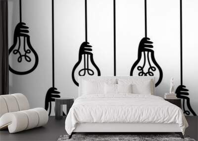 Light Bulbs Hanging Vector Graphic Icon Symbol Wall mural