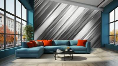 The gradient is the Surface with templates metal texture soft lines tech gradient abstract diagonal backdrop silver black sleek with gray and white, and the white and silver are light gray with black. Wall mural