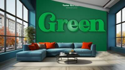 Editable Green Text Effect Style Theme. Wall mural