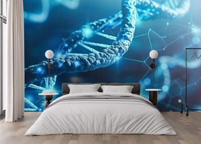 Genetic Biotechnology Concept, DNA Helix Structure, Science and Medical Research Background Wall mural