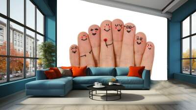 Happy group of finger smileys Wall mural