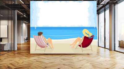 Couple on the beach Wall mural