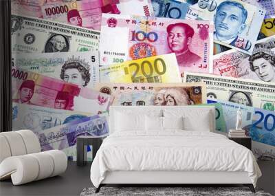 A collection of various currencies. Wall mural