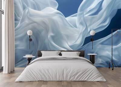 3D fashion modern white elegant flying silk air background with relaxing dynamic curves for web luxury advertisement Wall mural