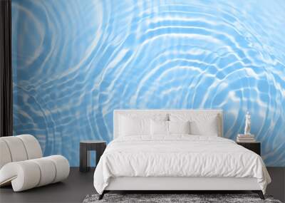 Fresh water background. Blue abstract pattern with clear rippled water texture. Top view Wall mural