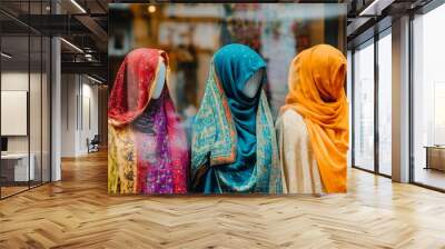 Traditional Muslim clothing displayed on mannequins Wall mural