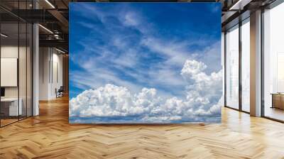 blue sky with white fluffy clouds. beauty nature scene background. Wall mural