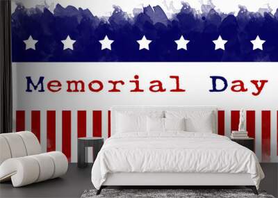 memorial day greeting card american flag grunge background Wall mural