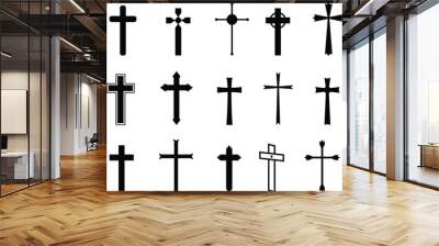 Set of Christian cross vector icons religious jesus symbol Wall mural