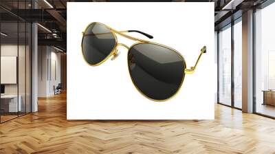 Aviator sunglasses with gold frames isolated on white background.. PNG transparent. Wall mural