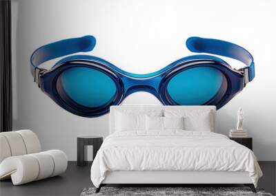 Blue swimming goggles isolated on white background.. PNG transparent. Wall mural