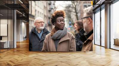 Dutch woman with Afro hairstyle in the streets of Amsterdam Wall mural