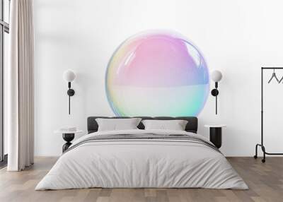 Iridescent soap bubble with gradient colors isolated on white. PNG image Wall mural