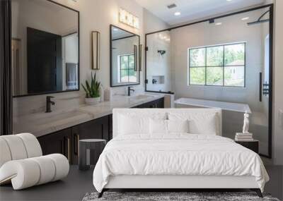 Luxury bathroom with black and white tile floor. Northwest, USA Wall mural