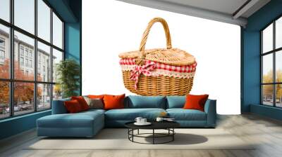 Picnic basket isolated on white background . Wall mural