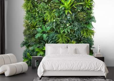 Vertical garden panels with lush green plants. Wall mural