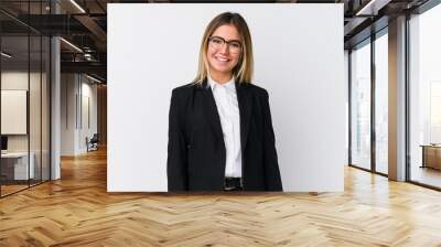 Young business caucasian woman happy, smiling and cheerful. Wall mural