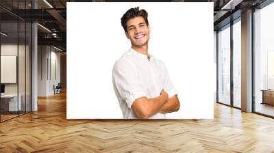 Young caucasian handsome man isolated happy, smiling and cheerful. Wall mural