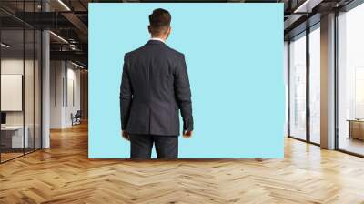 Young handsome business man from behind, looking back Wall mural