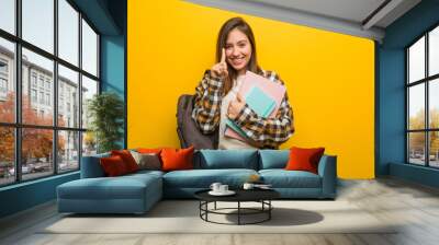 young student woman showing number one Wall mural