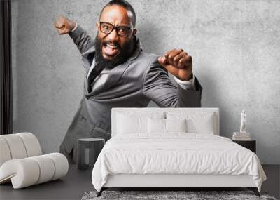 business black man punching to front Wall mural