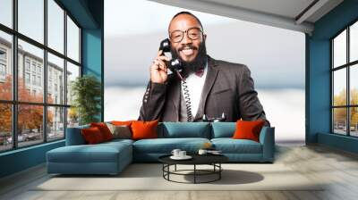 bussines black man talking by telephone Wall mural