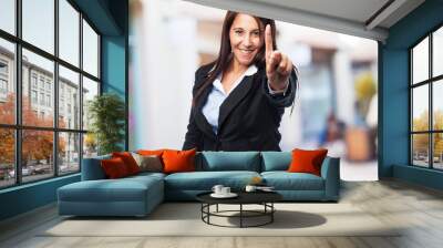 cool business woman one gesture Wall mural